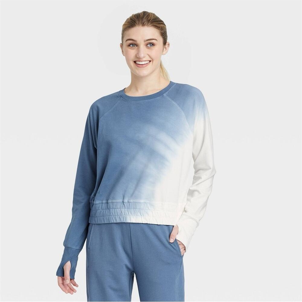 Joy Lab Sweatshirt French Terry Stretch Tie-Dye Pullover Cropped Size Small
b65